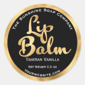 Lippenschild mit schwarzer und goldener Folie Runder Aufkleber (Vorderseite)