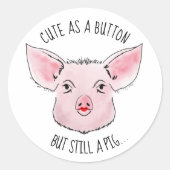 Lippenstift am Schwein Runder Aufkleber (Vorderseite)