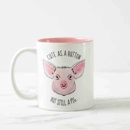 Lippenstift am Schwein Zweifarbige Tasse (Links)