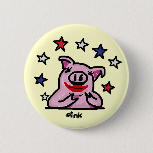 Lippenstift auf einem Schwein Button (Vorderseite)