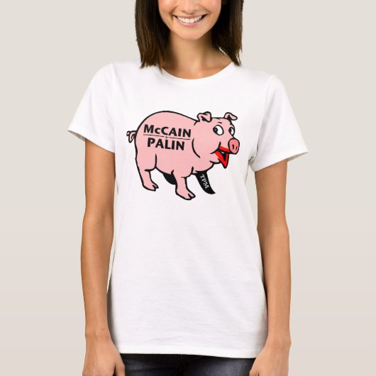 Lippenstift auf einem Schwein T-Shirt (Vorderseite)
