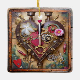 Lippenstift Blumen Herz Steampunk Serie Keramikornament
