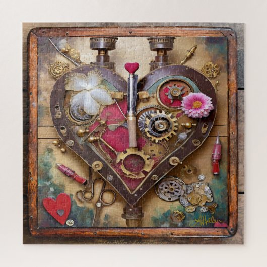 Lippenstift Blumen Herz Steampunk Serie Puzzle (Vertikal)