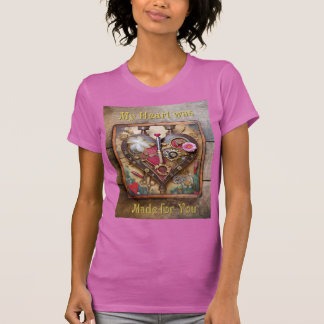 Lippenstift Blumen Herz Steampunk Serie T-Shirt