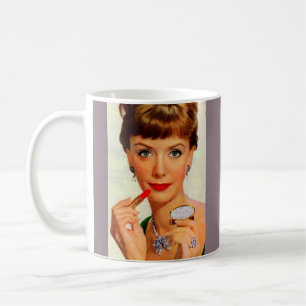 Lippenstift-Dame der 1960er Jahre Kaffeetasse