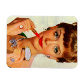 Lippenstift-Dame der 60er Jahre Magnet (Horizontal)