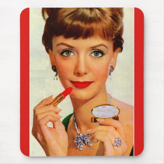 Lippenstift-Dame der 60er Jahre Mousepad (Vorne)