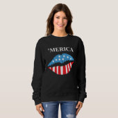 Lippenstift-Färbung der Merica-Amerikanischen Flag Sweatshirt (Vorne ganz)