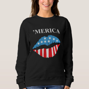 Lippenstift-Färbung der Merica-Amerikanischen Flag Sweatshirt