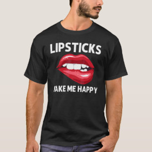 Lippenstift Für Frauen Mädchen Lippen Beißen Rote  T-Shirt