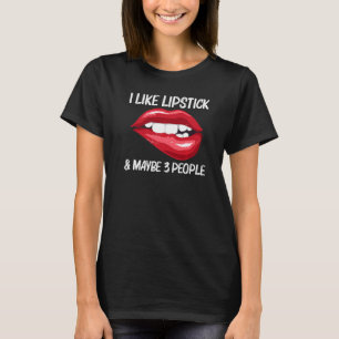 Lippenstift Für Frauen Mädchen Lippen Beißen Rote T-Shirt