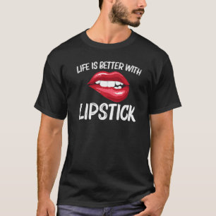 Lippenstift für Frauen Mädchen Lippen Beißen Rote T-Shirt