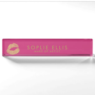Lippenstift Glitter Rosa Gold Personalisieren Name Namensplakette