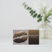 Lippenstift Gold Shiny Lips Makeup Glam Salon Visitenkarte (Stehend Vorderseite)