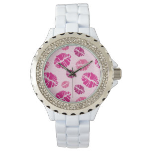 Lippenstift-Kuss-Form-Druck-Muster Armbanduhr