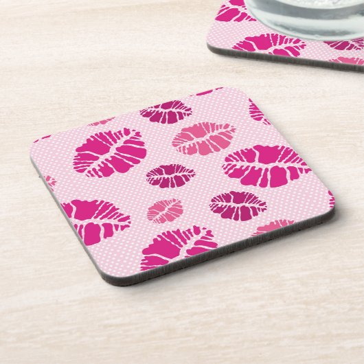 Lippenstift-Kuss-Form-Druck-Muster Getränkeuntersetzer (Linke Seite)