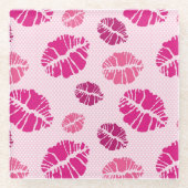Lippenstift-Kuss-Form-Druck-Muster Glasuntersetzer (Vorderseite)