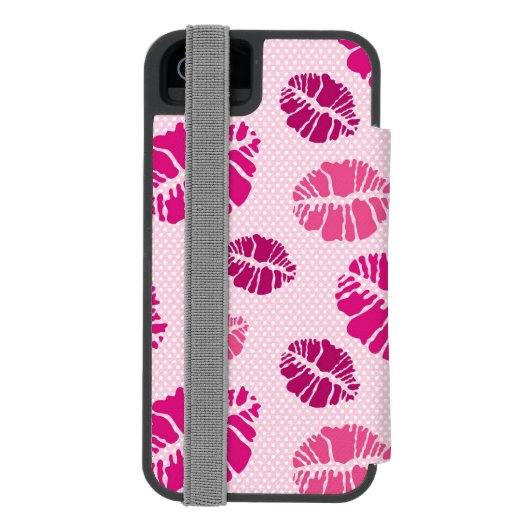 Lippenstift-Kuss-Form-Druck-Muster Incipio iPhone Geldbeutel-Hülle (Folio Rückseite)