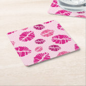 Lippenstift-Kuss-Form-Druck-Muster Rechteckiger Pappuntersetzer (angewinkelt)