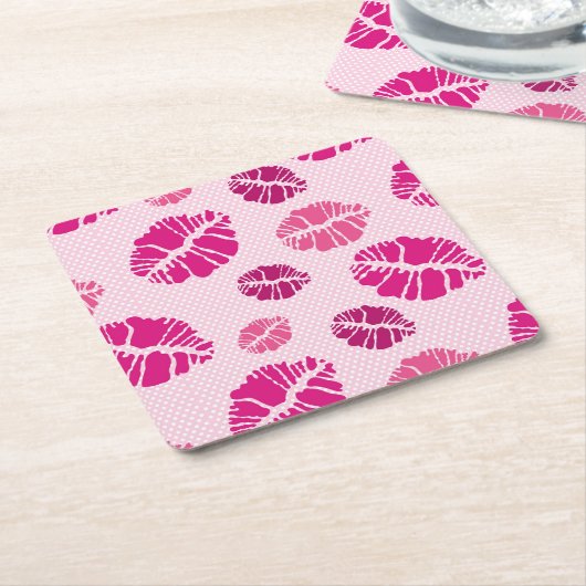 Lippenstift-Kuss-Form-Druck-Muster Rechteckiger Pappuntersetzer (angewinkelt)