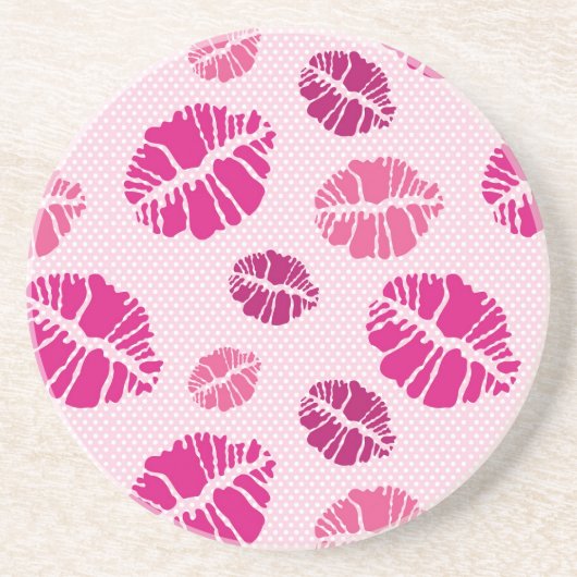 Lippenstift-Kuss-Form-Druck-Muster Sandstein Untersetzer (Vorne)