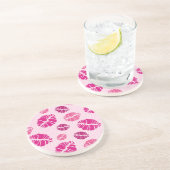 Lippenstift-Kuss-Form-Druck-Muster Sandstein Untersetzer (Seite)