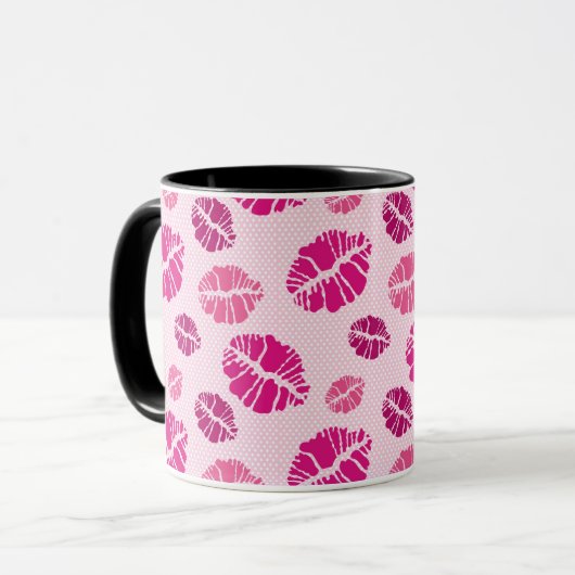 Lippenstift-Kuss-Form-Druck-Muster Tasse (Vorderseite Links)