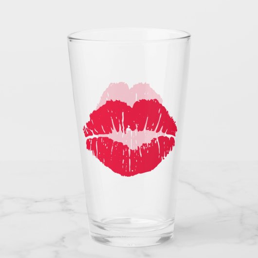 Lippenstift-Kuss Glas (Vorderseite)