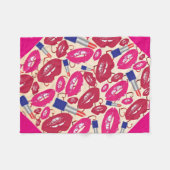 Lippenstift-Kuss-Muster Fleecedecke (Vorderseite (Horizontal))