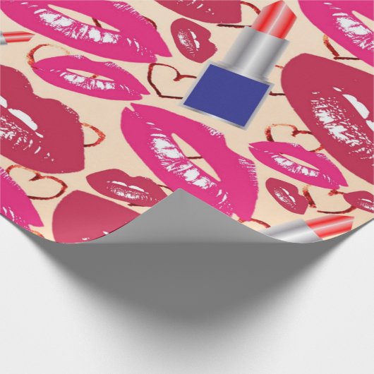 Lippenstift-Kuss-Muster Geschenkpapier (Ecke)