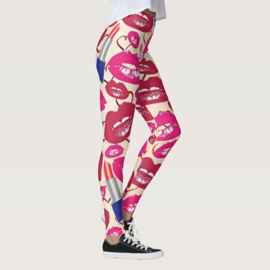Lippenstift-Kuss-Muster Leggings (Rechts)
