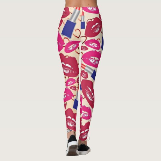 Lippenstift-Kuss-Muster Leggings (Rückseite)