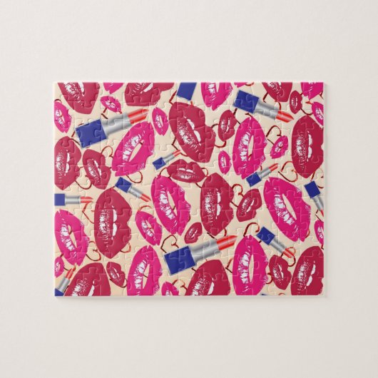 Lippenstift-Kuss-Muster Puzzle (Horizontal)