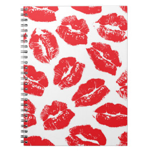 Lippenstift-Kuss Roter Lippen: Nahtloser Vintage-S Notizblock
