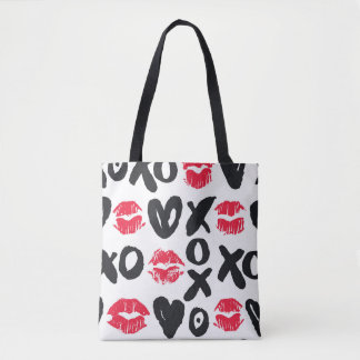 Lippenstift Küsse Herzen Nahtloser Hintergrund Tasche