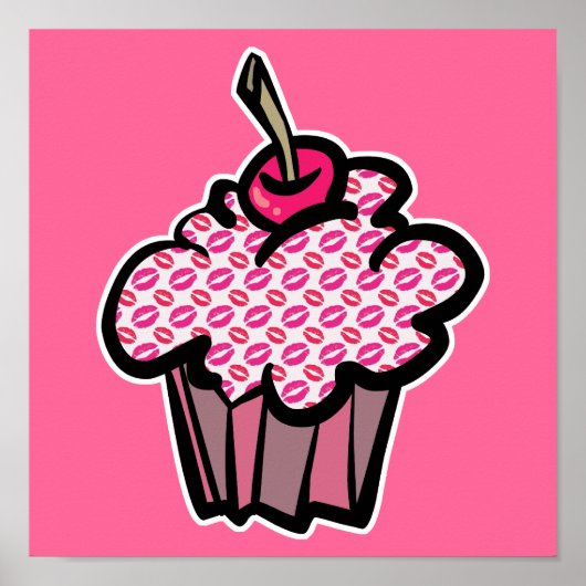 Lippenstift küsst Cupcake Poster (Vorne)