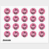 Lippenstift küsst Cupcake Runder Aufkleber (Blatt)