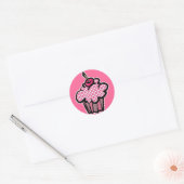 Lippenstift küsst Cupcake Runder Aufkleber (Umschlag)