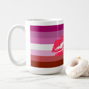 Lippenstift Lesben-Stolz-Flagge und Lippen Kaffeetasse