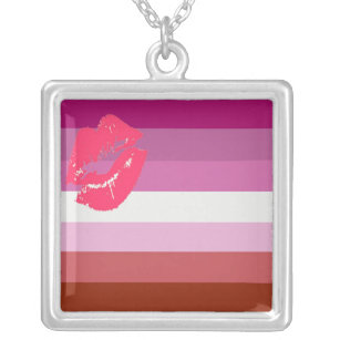 Lippenstift-lesbische Halskette (Quadrat)