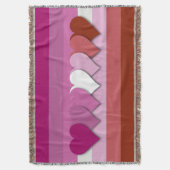 Lippenstift lesbische Pride-Flagge mit Herzen werf Decke (Vorderseite Vertikal)