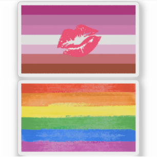 Lippenstift Lesbischer Stolz Flagge und Lippen Aufkleber