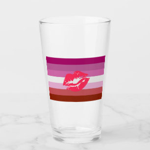 Lippenstift Lesbischer Stolz Flagge und Lippen Glas