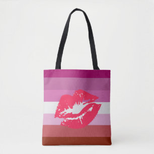 Lippenstift Lesbischer Stolz Flagge und Lippen Tasche