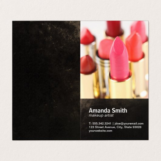 Lippenstift | Makeup Artist Visitenkarten (Außenseite Aufgefaltet)