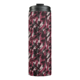 Lippenstift und dunkles Mauve-Tarnmuster abstrakt Thermosbecher