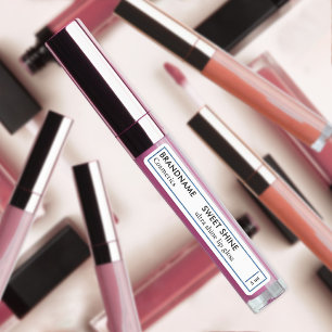 Lippenstift und glänzendes, hellblaues Grenzproduk Etiketten