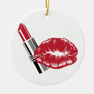 Lippenstift und Lippen Keramik Ornament
