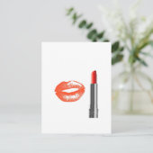 Lippenstift und Lippen Postkarte (Stehend Vorderseite)