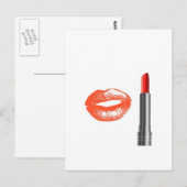 Lippenstift und Lippen Postkarte (Vorne/Hinten)